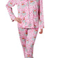 Pink Santa Claus Snowflake Long Sleeve Shirt Christmas Pajama Set