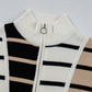 Black Stripe Colorblock Quarter Zip Collar Sweater Vest