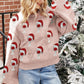 Light Pink Cheer for Christmas Round Neck Casual Sweater