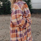 Multicolour Plus Size Plaid Print Collared Button up Jacket