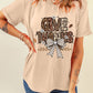 Khaki GIVE THANKS Bowknot Printed Crewneck T Shirt