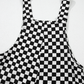 Black Checkered Print Pocketed Wide Leg Jumpsuit