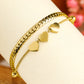 Gold Triple Heart Double Layer Adjustable Chain Bracelet