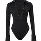 Long Sleeve Button Detail Skinny Bodysuit