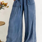 Sail Blue Washed Denim Chambray Loose Plus Size Pants