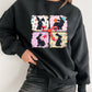 Black Floral Bunny Plaid Bow Graphic Easter Fashion Sweatshirt