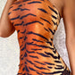 Tiger Lace Print Bandeau Bodycon Dress