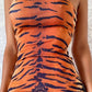 Tiger Lace Print Bandeau Bodycon Dress