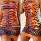 Tiger Lace Print Bandeau Bodycon Dress