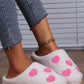 Pink Valentines Day Hearts Print Plush House Slippers