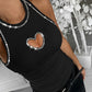 Rhinestone Hollow Heart Tank Top