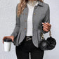 Striped Button Front Ruffle Hem Slim Fit Blazer Coat