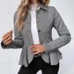 Striped Button Front Ruffle Hem Slim Fit Blazer Coat