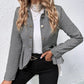 Striped Button Front Ruffle Hem Slim Fit Blazer Coat