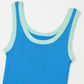 Blue Colorblock Edge Ribbed Knit U Neck Tank Top