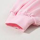 Light Pink Embroidered Bow Lantern Sleeve Oversized Pullover Sweatshirt