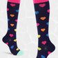 Navy Blue Valentine Heart Pattern Contrast Trim Mid-length Socks