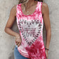 Tie Dye Print Sun Rhinestone Tank Top