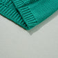 Sea Green Cable Knit V Neck Contrast Drawstring Hooded Sweater