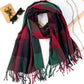 Racing Red Classic Christmas Plaid Fringed Scarf