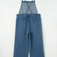 Dusk Blue Adjustable Tie Straps Cropped Wide Leg Denim Overalls