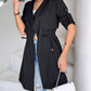 Roll Tab Sleeve Drawstring Trench Coat