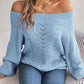 Off Shoulder Lantern Sleeve Knit Sweater