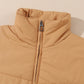 Brown Zip Up Pocketed Puffer Coat