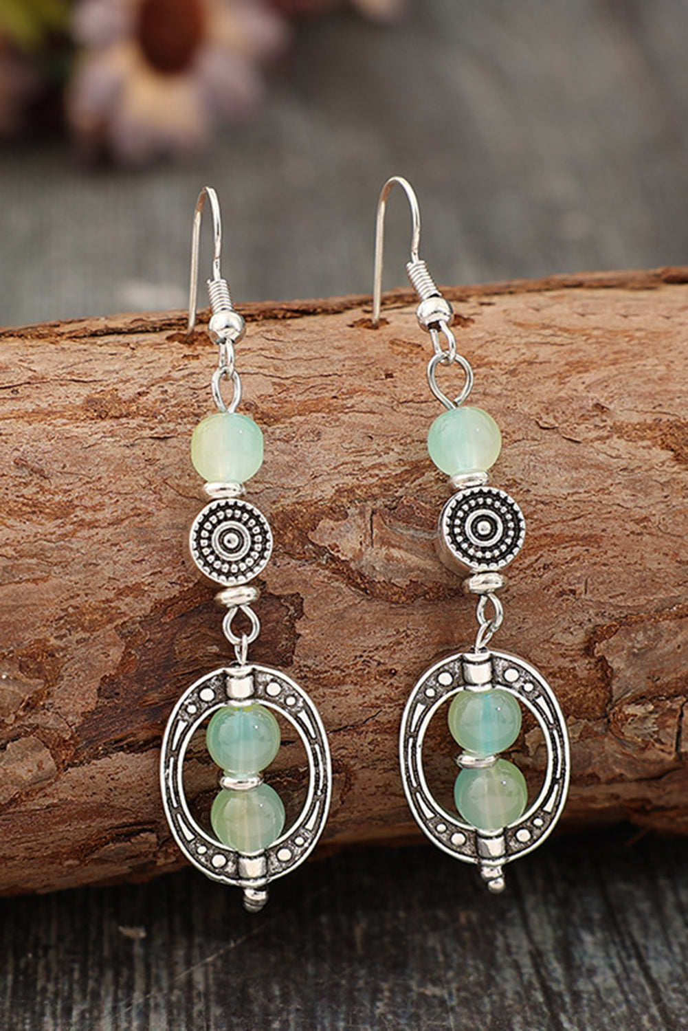 Silvery Boho Style Beaded Dangle Earrings