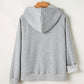 Light Grey Solid Color Fleece Lined Zip up Hoodie