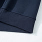 Navy Blue Solid Color Collared Sweatshirt and High Waist Pants Set