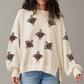 White Thanksgiving Turkey Waffle Oversized Knit Top