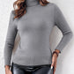 High Neck Long Sleeve Knit Sweater Fleece Lined Basic Layering Soft Thermal Top