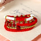 Fiery Red Heart Beaded Multi Layered Elastic Bracelet Set