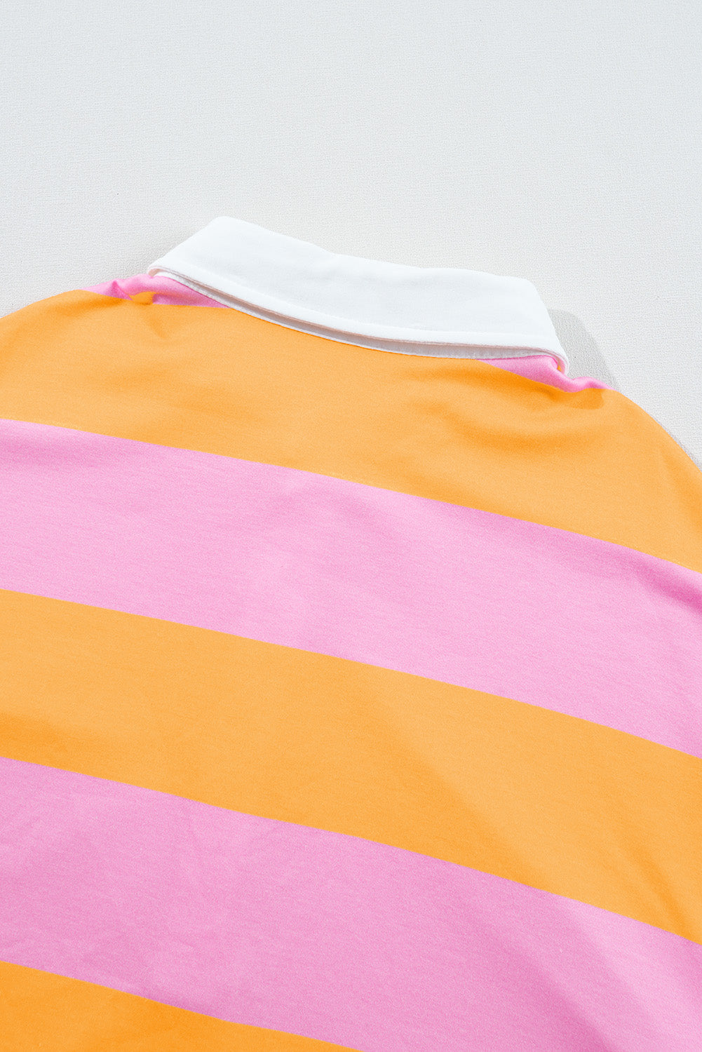 Yellow Stripe Color Block Polo Collar Sweatshirt