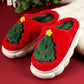 Fiery Red Christmas Tree Graphic Thick Sole Plush Slippers