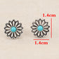 Silvery Western Turquoise Inlay Flower Stud Earrings