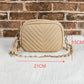 Oatmeal Chevron Stitch PU Leather Chain Strap Shoulder Bag