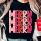 Black Heat Transfer Printing MERRY Letter Christmas Graphic Tee