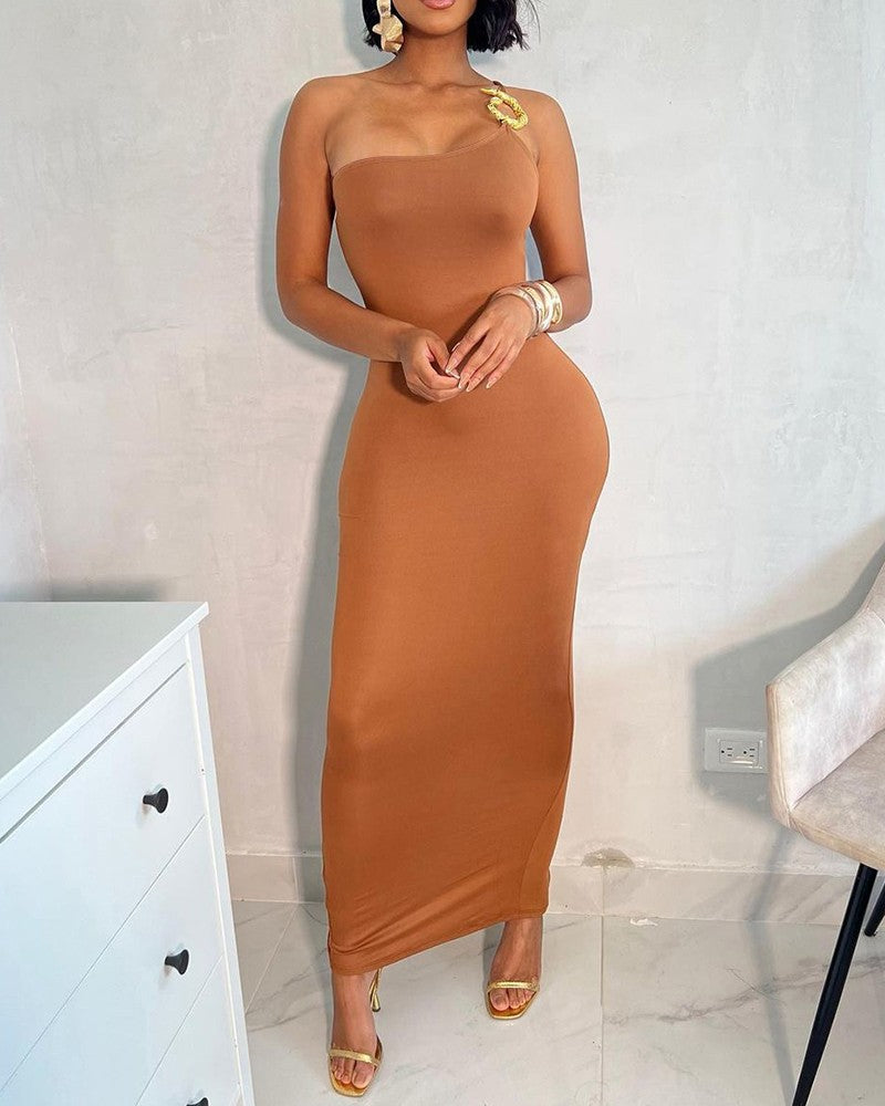 One Shoulder Sleeveless Bodycon Dress