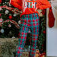 Multicolor ALL IS BRIGHT Graphic Christmas Plaid Pajamas Set