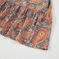 Orange Paisley Print Loose Fit Drawstring High Waist Mini Dress