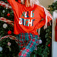 Multicolor ALL IS BRIGHT Graphic Christmas Plaid Pajamas Set