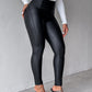 Curved High Waist PU Leather Fleece lined Thermal Pants