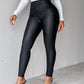 Curved High Waist PU Leather Fleece lined Thermal Pants