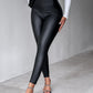 Curved High Waist PU Leather Fleece lined Thermal Pants