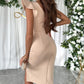 Rose Ruffles Flutter Sleeve Slit Pencil Party Dress