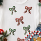 White Christmas Bowknot Graphic Cotton Blend T Shirt