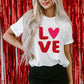 White Heart LOVE Graphic Valentines T Shirt