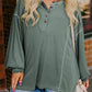 Seagrass Plus Size Exposed Seam Drop Shoulder Henley Top